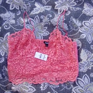 Express Pink Lace Crop Top
